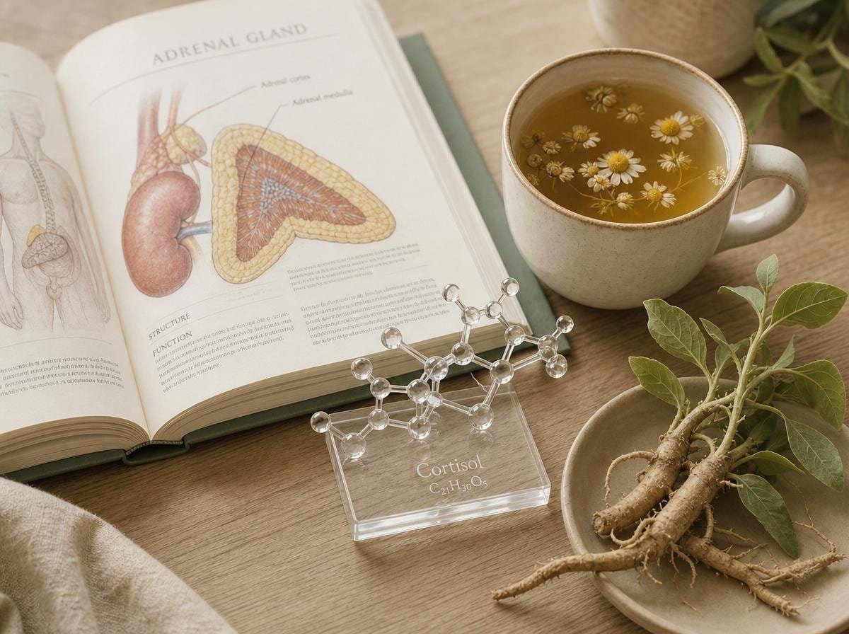 Herbal tea and wellness journal cortisol morning routine
